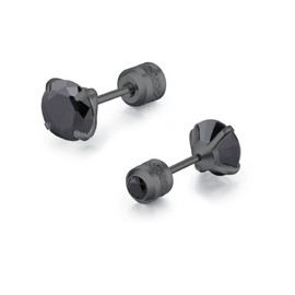 MIKAMU Women's Earrings, Popular, Black, High Grade Zirconia, Surgical Stainless Steel, Unisex, For Both Ears, Jewelry, Includes Exclusive Box, Cubic Zirconia Metal, Cubic Zirconia