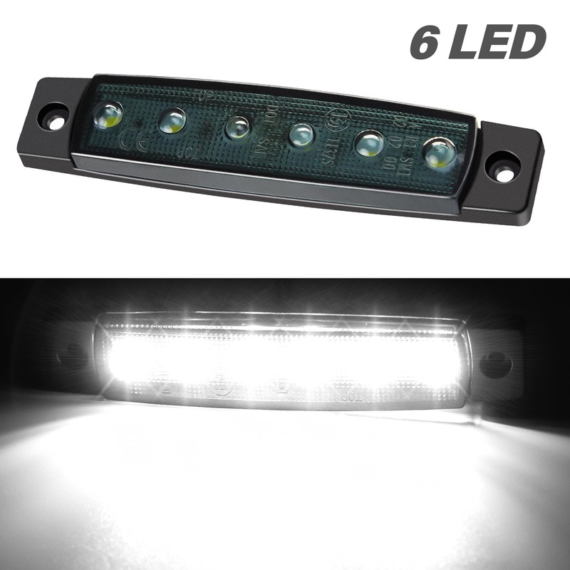 AOXLFU 10pcs White 12V 6LED Trailer Side Marker Indicator Lights