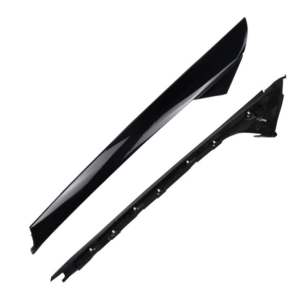 FEXON Front Passenger Side Windshield Outer & Inner A Pillar Trim Molding Kit Compatible with Ford Explorer 2011 2012 2013 2014 2015 2016 2017 2018 2019 Replaces 926-451 (Right 2ps，Gloss Black)