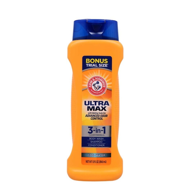 Arm & Hammer Ultra Max 3-in-1 Shampoo Conditioner Body Wash,Cool
