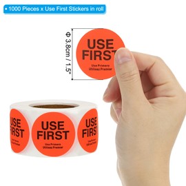 PATIKIL Use First Stickers 1.5 Inch, 1000 Pieces Food Service Inventory Control Labels for Restaurant Kitchen Warehouse, Fluorescence Red