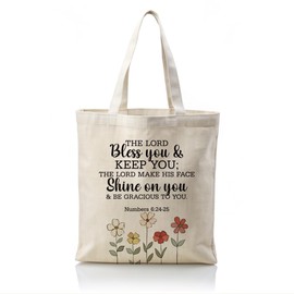 WDSXWH Christian Canvas Totes, Religious Bag, The Lord Bless You & Keep You Bag, Women Aesthetic Canvas Tote Bag, Reusable Cloth Cotton Tote Bags, Casual Cotton Tote Bag for Work, Travel & Daily Use