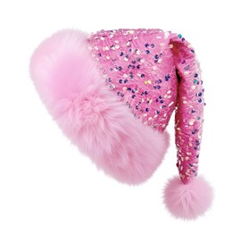 Hikkcos Christmas Glitter Santa Hat Sequin Santa Hat Bling Glittery Sparkly for Adults New Year Xmas Festival Party