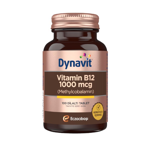 Dynavit 1000 mcg B12 Vitamini Metilkobalamin 100 Dil Altı Tablet