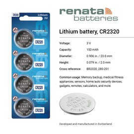 Renata CR2320 Batteries - 3V Lithium Coin Cell 2320 Battery (100 Count)