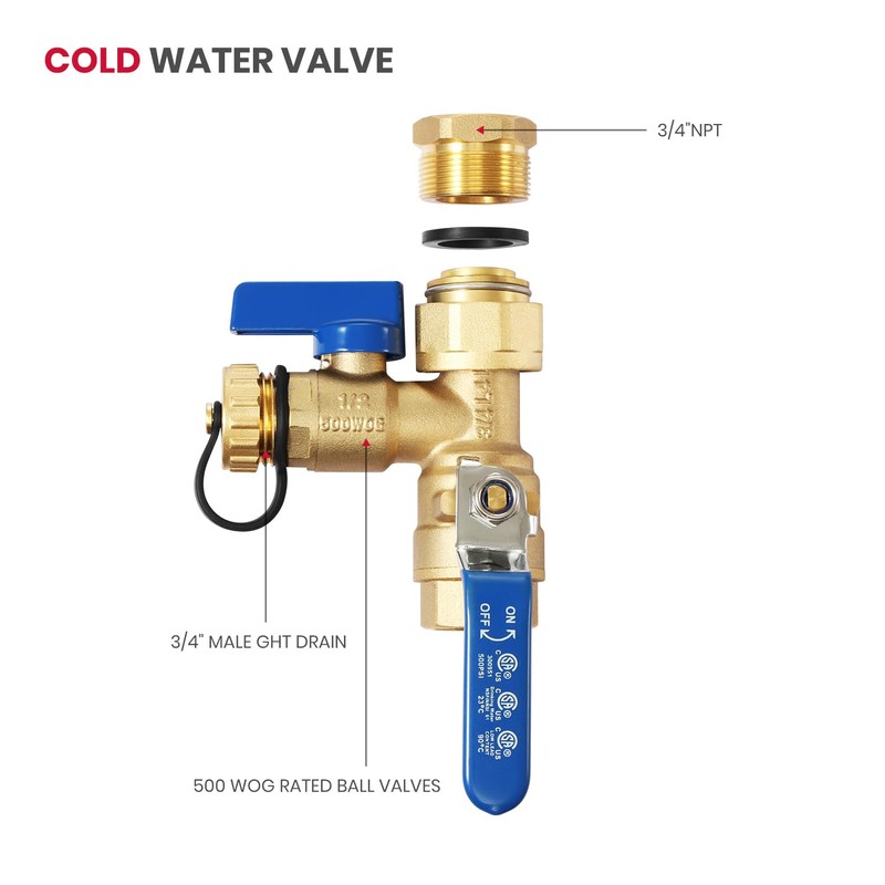 GASLAND 3/4 Inch IPS Isolator Tankless Water Heater Service Valve