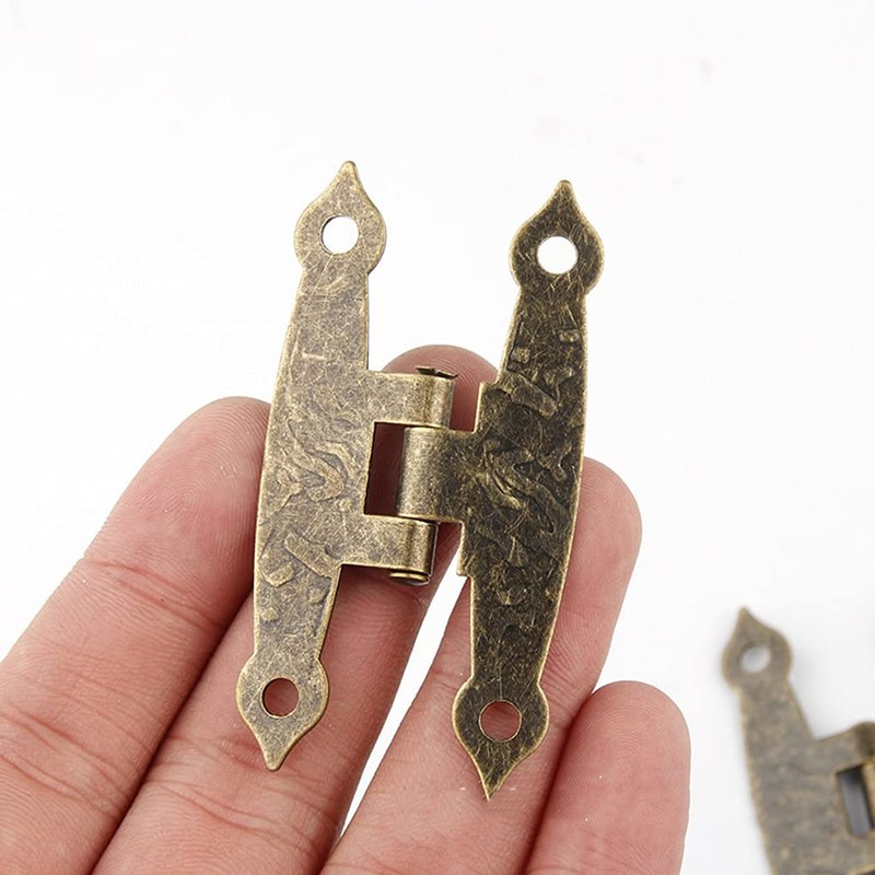 Ncheli 6 x Antique Hinges, Decorative Cupboard Hinge Bronze Retro