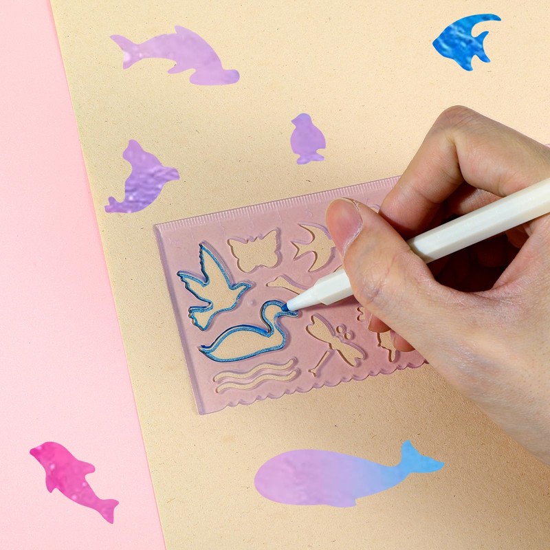Ymapinc 4Pcs Kids Stencils for Drawing, Clear Ruler Animal-Shaped Stencils