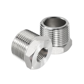 PATIKIL 304 Stainless Steel Reducer Hex Bushing 2 Pcs, 3/4" BSPT Male to 1/4" BSPT Female Pipe Reducing Adapter Fitting Connector for Water Gas Hydraulic Pipes Shower Hose, Silver