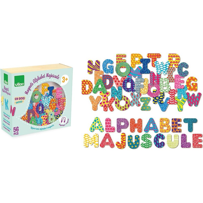 Vilac – 6702 – Großbuchstaben mit Magneten – 56 teilig