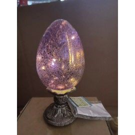 Gerson Lighted Mercury Glass Easter Egg w/ Stand (Purple)