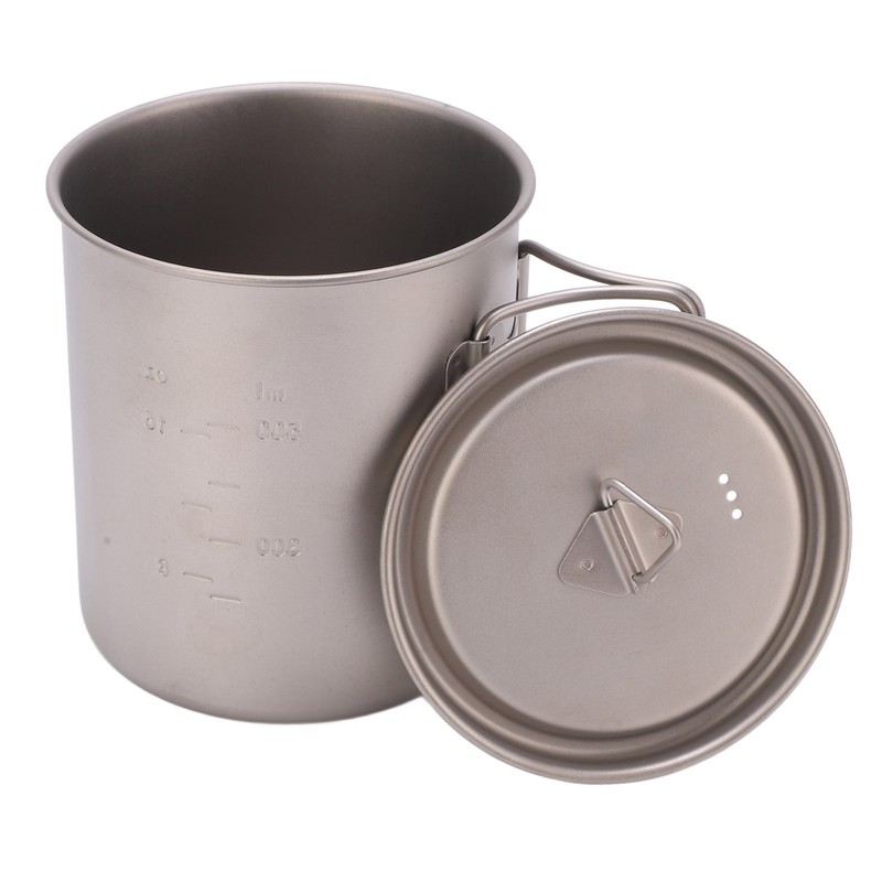 750ml Outdoor Titanium Water Mugs With Folding Handles Portable Camping