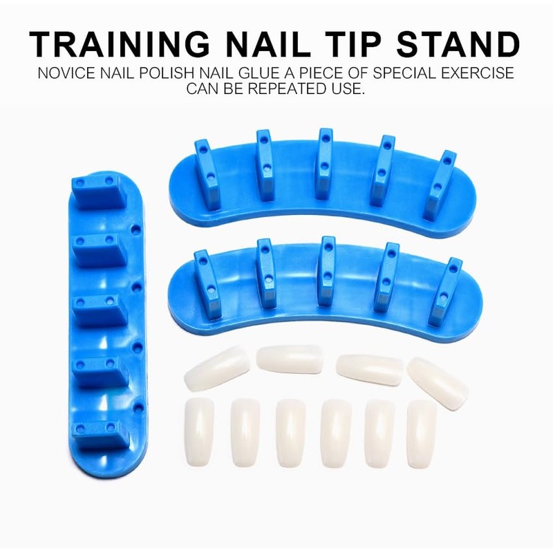 Rolabling 3pcs False Nail Art Tips Practice Display Stand Tool