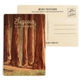 Sequoia National Park, California, Painterly National Park Series (4x6 Birch Wood Postcards, 2-Pack Stationary, Rustic Home Wall Decor)
