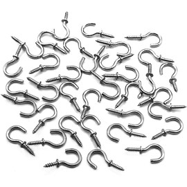 IDEALSV 100 Pcs (304) Stainless Steel Screw Hooks 5/8 Inch Small Hook Screw-in Light Hooks Outdoor and Indoor Hanging