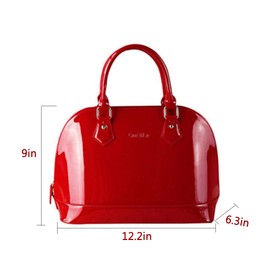 Yan Show Women's Wild Patent Leather Top Handle Purse Elegant Handbag Multi-Pocket Shoulder Bag Red