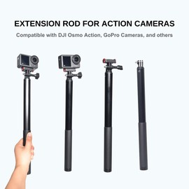 Fotoleey Telescopic Extension Pole for DJI Osmo Action 5 Pro /4/3 5-59 Inch Aluminum Pole with Quick Release Bracket