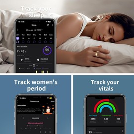 Smart Ring for Women & Men -100+ Sports Modes, Fitness Tracker with Heart Monitor, Sleep Tracker, Step Counter, Fitness Ring Compatible Android iOS, IP68 Waterproof, No Subscription Fee (Gold, 11)