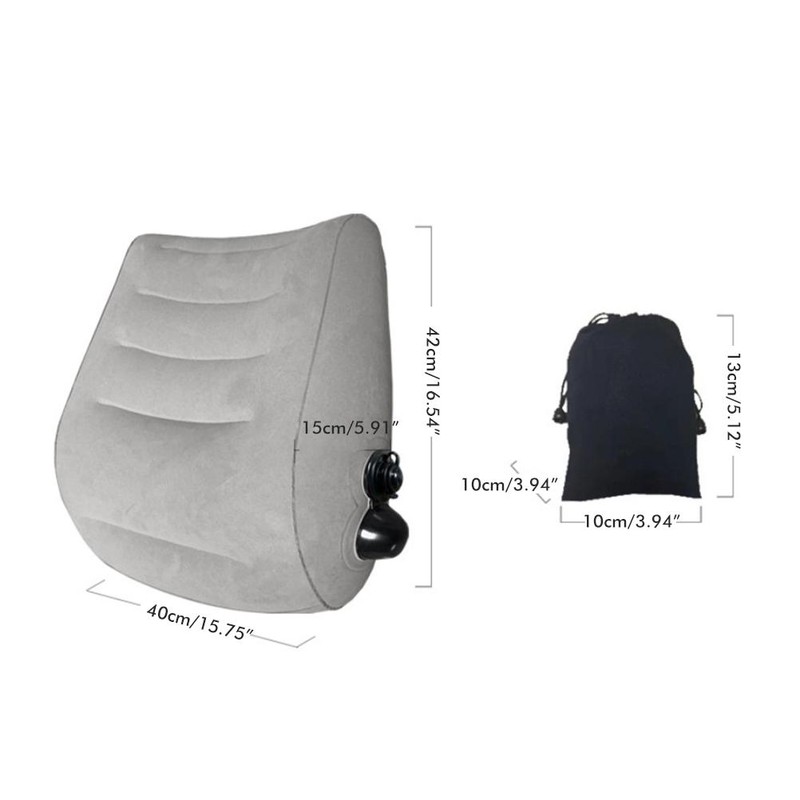 Inflatable Travel Pillow Portable PVC Flocking Head Neck Lumbar Support