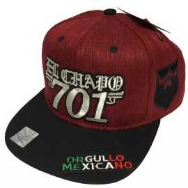 Unbranded El Chapo 701 El Señor La Barba Orgullo Mexicano Visera 3 Logos Hat Maroon Black