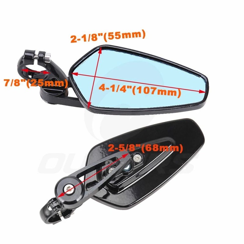 OUMURS Motorcycle 7/8" 22mm Handle Bar End Mirrors For For