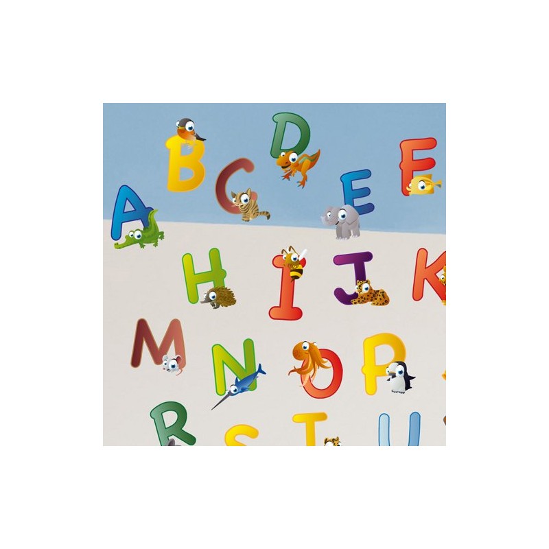 Wandkings Animal ABC English Alphabet Wall Sticker Set, 26 Stickers,