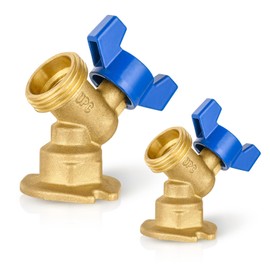 2-Pack HeSun 1/4 Turn Sillcock Hose Bibb Valve, 3/4" FIP Inlet x 3/4" MHT Outlet, Brass Outdoor Faucet/Valve,Blue
