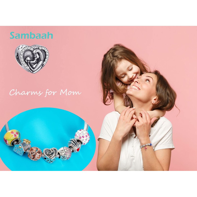 Sambaah Mom Charm Sterling Silver Mother and Child Bead for