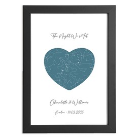 Romantic Heart-Shaped Star Night Sky Print - Customised for Anniversaries, Birthdays, Christmas, Valentine's, Weddings - Gift for Couples, Husband, Wife, Boyfriend, Girlfriend - Storm Themed