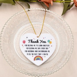 Teacher Appreciation Gift Christmas Ornament for Teachers Keepsake Retirement Birthday Thank You Gifts from Students Teacher Heart Shaped Hanging New Year Ornaments for Home Tree Decorations