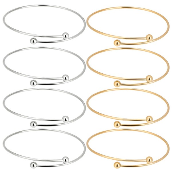 Beebeecraft 10Pcs 2 Colors Expandable Blank Bangle Bracelets 18K Gold