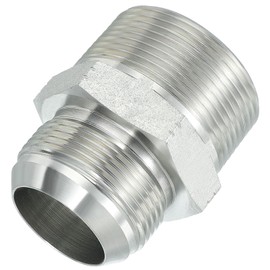 PATIKIL Hex Reducing Nipple Connectors Pipe Adapter 1-5/8" Male 37° Flare JIC x 1-1/2" Male NPT, Pipe Fitting Reducer Nipple Adapter Plated Steel Hydraulic Fitting