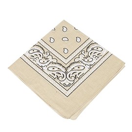 [UK SELLER] Men's/Women's Bandana Head Scarf Neck Scarves Paisley 100% COTTON (beige)