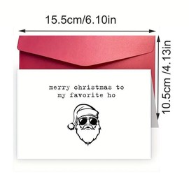 Santa Claus Pattern Greeting Card with Envelope, 1 Count Funny Christmas Card, Unique Holiday Greeting Card for Girlfriend, Best Friend, Any Special Woman