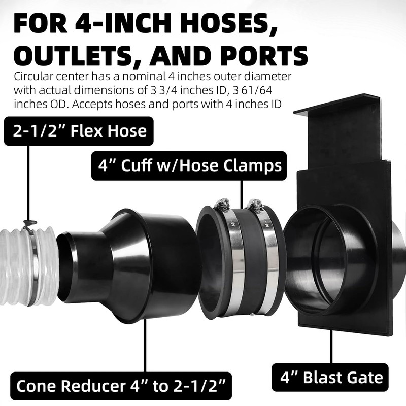 TonGass (Combo Pack) 4" to 2-1/2" Hose Cone Reducer, Dust