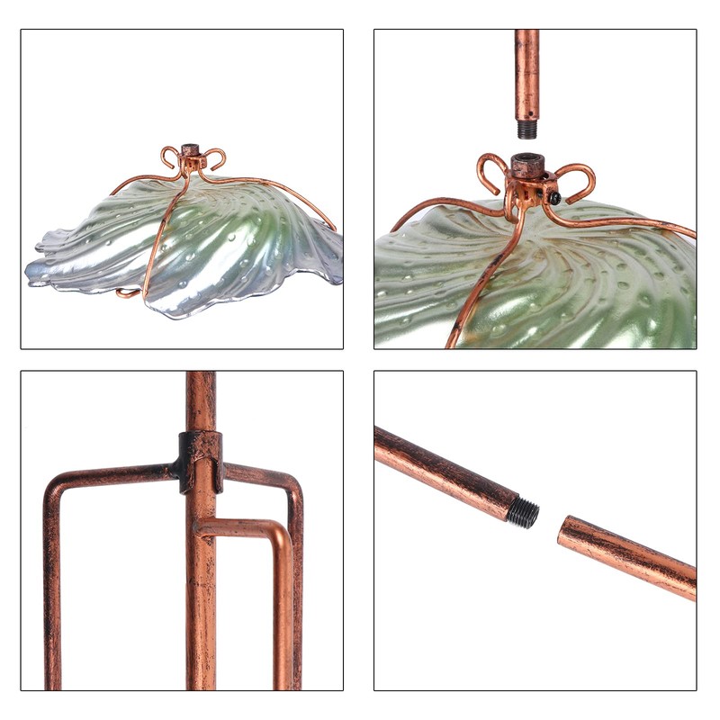 Glass Bird Bath Outdoor Birdbaths Garden Birdfeeder with Metal Stake