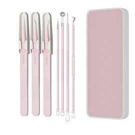 Smbrige Blackhead Remover Set 7-Piece Pimple Remover | Pimple Removal Tool for Pure Skin | Blackhead Remover in Coloured Box, Pale Pink