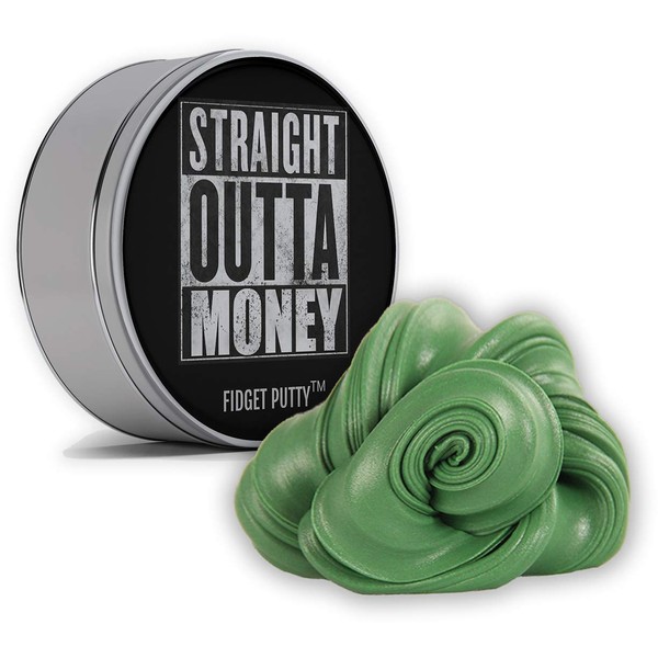 Straight Outta Money Fidget Putty - Gag Gift for Adults, Stocking Stuffers, Fidget Toys, Pearl Green Therapy Putty