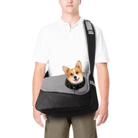 Dog Carrier Bag Adjustable Pet Shoulder Bag for Small Dog and Cat Breathable Pet Sling for Outdoor Walking Activities (Black, Load Capacity up to 5 kg)