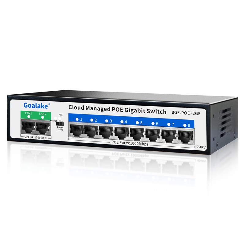 Poe Switch, 10 Ports Gigabit PoE Switch, (8 Ports gigabit