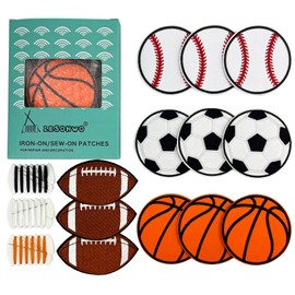 12 PCS Ball Patch Kit, Sport Patches, Football Baseball Basketball Soccer Patch, Iron on/Sew on Patches DIY Embroidered Applique for T-Shirts, Jackets, Caps, Bags…