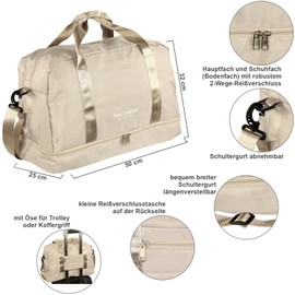 Bag Street - Große Reisetasche Sehr Leichter Weekender für Reise Kurztrip Sport mit Nassfach/Schuhfach - Beige