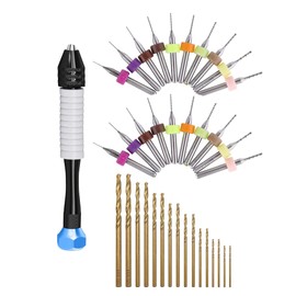 HUAZIZ 20 Pieces 0.3 mm to 1.2 mm PCB Drill Bit Set + 16 Pieces M35 Twist Drill Bit Set, 0.6 mm-2.5 mm + 1 Handle for Jewellery, Wood, Plastic