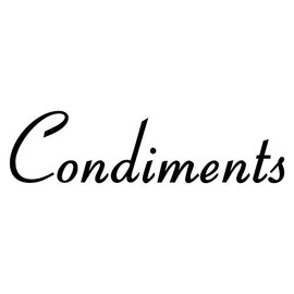 Condiments 5.5w x 1.5h Label | Kitchen Pantry Organization | Die Cut Vinyl Decal | Black Retro Font (Sticker Only)