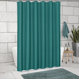 MitoVilla Emerald Green Shower Curtain 72 x 78, Long Waffle Fabric Shower Curtains for Modern Luxury Bathroom Decor, Heavy Duty Hotel Cloth Shower Curtains 78 inch Long, Seaweed Green