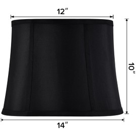 GOSO Medium Black Drum Lamp Shade for Table Lamps Floor Lamp-12x14x10 inch (Spider) Foldable Round Lampshades Faux Silk Lamp Shades Replcement/Rustic Modern Shade-Easy Assembly