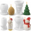 4PCS Moldes de Silicona para ARboles de Navidad,Molde para Velas
