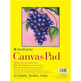 Strathmore 300 Series, Canvas Pad, 9x12 inch, 10 Sheets – Triple Primed, 100% Cotton Canvas, Plein Air Artists, Acrylic Paint and Oil Paint