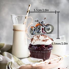 18pcs Red Glitter Dessert Cupcake Topper Motorcycle Rider Racing Sport Theme Decor Supplies Boy Man Happy Birthday Party Decorations