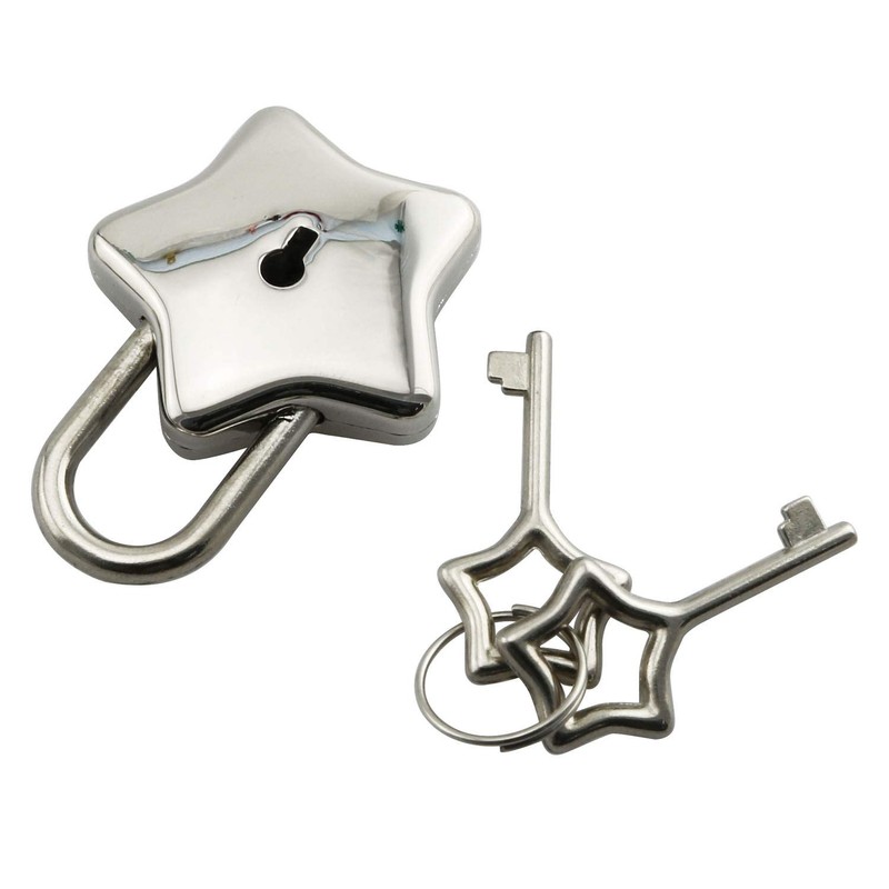 Tegg Star Shape Padlock Vintage Style Silver Tone Mini Archaize